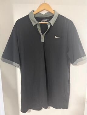 Nike Golf Tour Performance Dri-FIT Polo Shirt Men’s Large Black Gray Swoosh